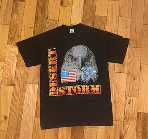 Vintage 1991 Logo 7 Operation Desert Storm Eagle American Flag T-Shirt Size M